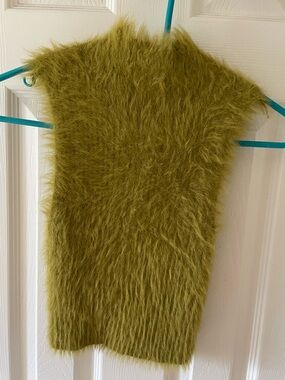 Et Clet Fuzzy Lime Green Sleeveless Sweater Vest Size M 💚✨